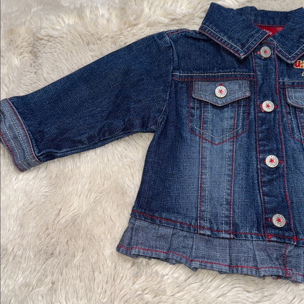 🎀U.S Polo assn Denim girls Jean Jacket with Embroidered red/gold Details